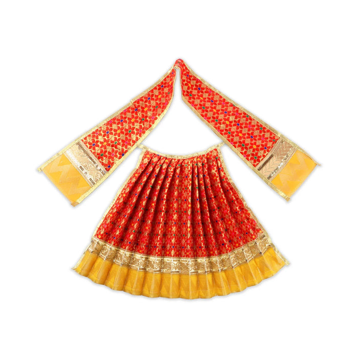 Amman Pavadai - 12 Inches | Jari Border Lehenga Patka/ Amman Dress for Deity