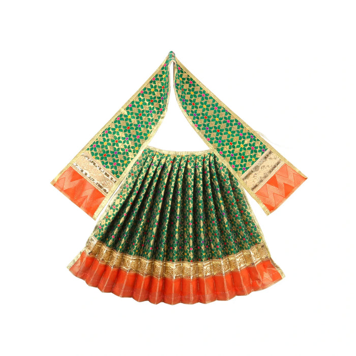 Amman Pavadai - 12 Inches | Jari Border Lehenga Patka/ Amman Dress for Deity