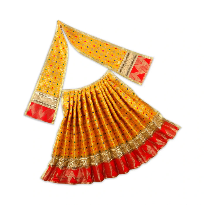 Amman Pavadai - 12 Inches | Jari Border Lehenga Patka/ Amman Dress for Deity