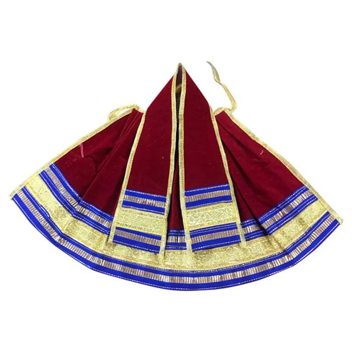 Amman Pavadai - 7 Inches | Velvet with Jari Border Lehenga Patka/ Mata Dress for Deity