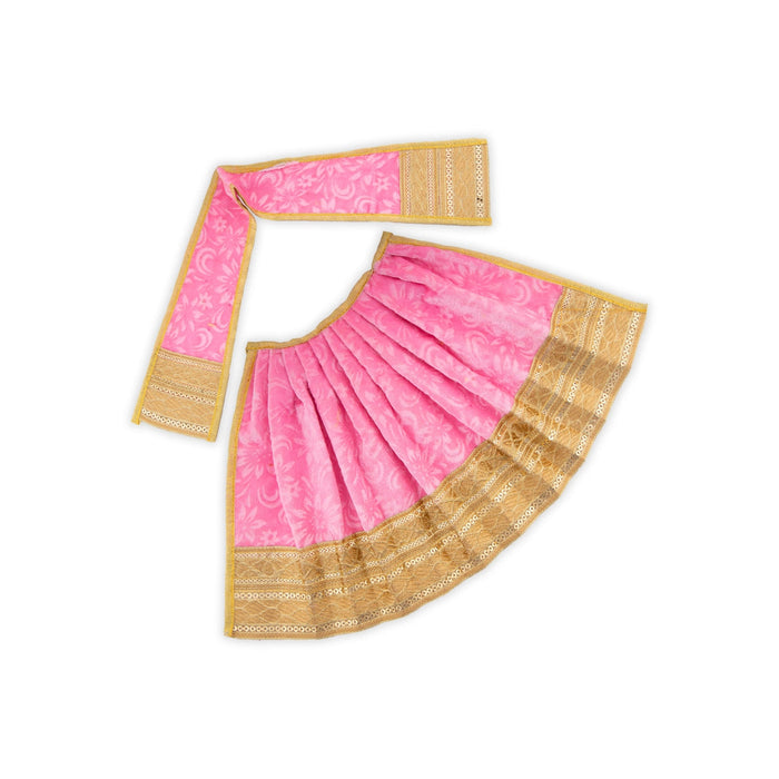 Amman Pavadai - 8 Inches | Velvet with Jari Border Lehenga Patka/ Mata Dress for Deity