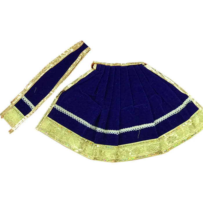 Amman Pavadai - 9 Inches | Velvet with Jari Border Lehenga Patka/ Mata Dress for Deity