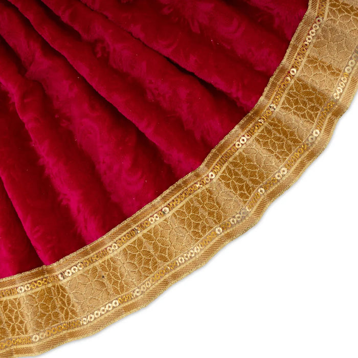 Amman Pavadai - 10 Inches | Velvet with Jari Border Lehenga Patka/ Mata Dress for Deity