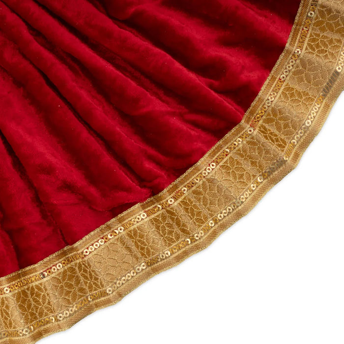 Amman Pavadai - 10 Inches | Velvet with Jari Border Lehenga Patka/ Mata Dress for Deity