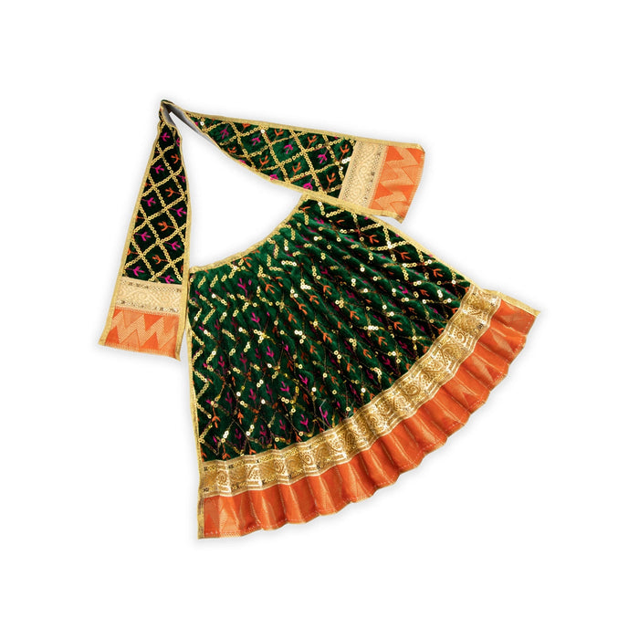 Amman Pavadai - 12 Inches | Velvet with Jari Border Lehenga Patka/ Mata Dress for Deity