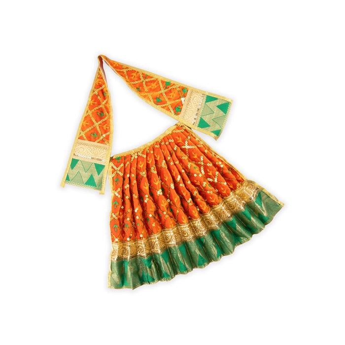 Amman Pavadai - 12 Inches | Velvet with Jari Border Lehenga Patka/ Mata Dress for Deity