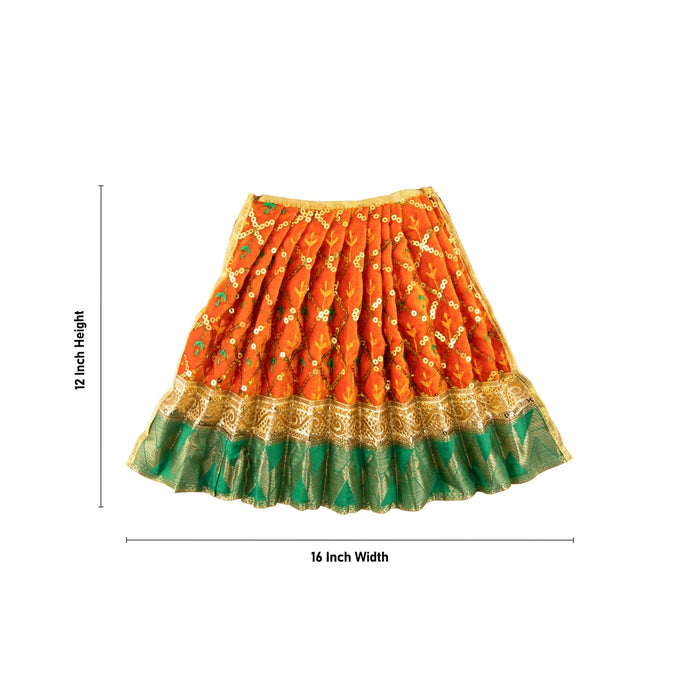 Amman Pavadai - 12 Inches | Velvet with Jari Border Lehenga Patka/ Mata Dress for Deity