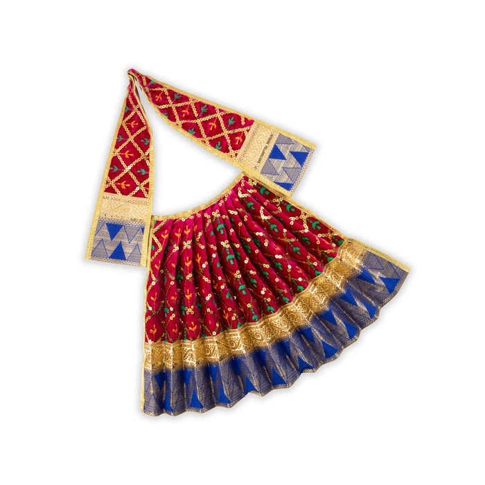 Amman Pavadai - 12 Inches | Velvet with Jari Border Lehenga Patka/ Mata Dress for Deity