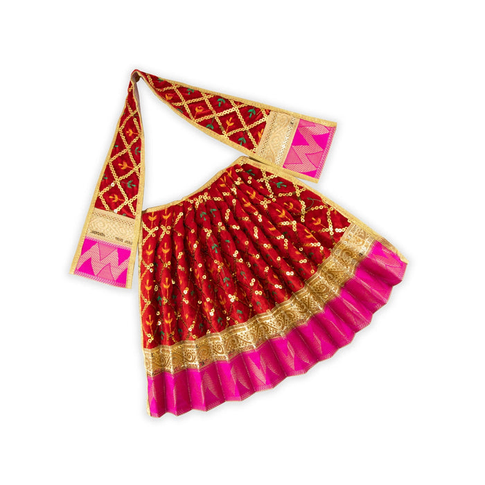 Amman Pavadai - 12 Inches | Velvet with Jari Border Lehenga Patka/ Mata Dress for Deity