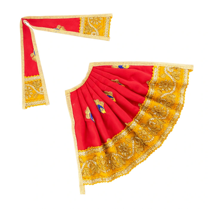 Devi Dress - 6 x 10.5 Inches | Embroidery Design Amman Pavadai/ Mata Rani Poshak for Deity Decor