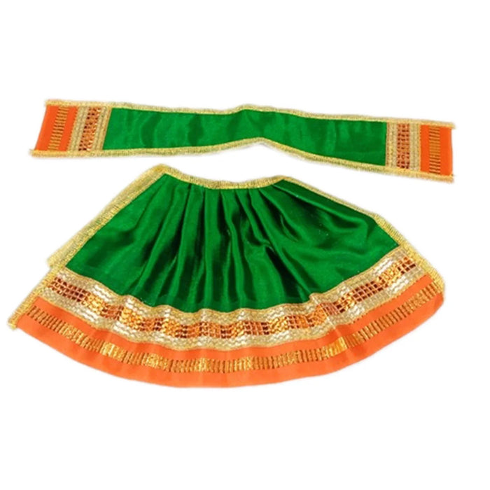 Devi Vastra - 5 Inches | Satin with Jari Border Lehenga Patka/ Mata Dress for Deity/ Assorted Colour