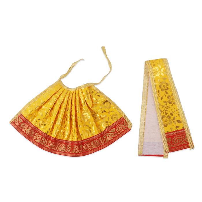 Devi Vastra - 6 Inches | Satin with Jari Border Lehenga Patka/ Mata Dress for Deity Decor