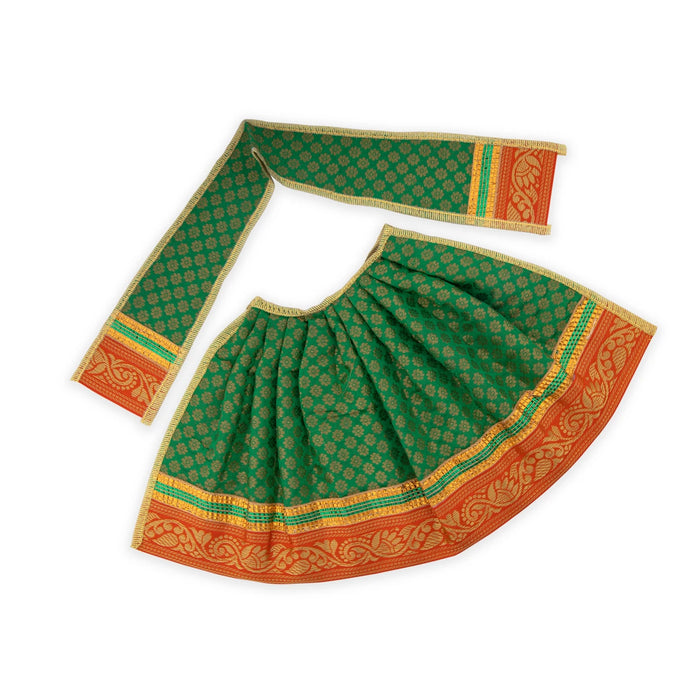 Devi Vastra - 8 Inches | Satin with Jari Border Lehenga Patka/ Mata Dress for Deity/ Assorted Colour