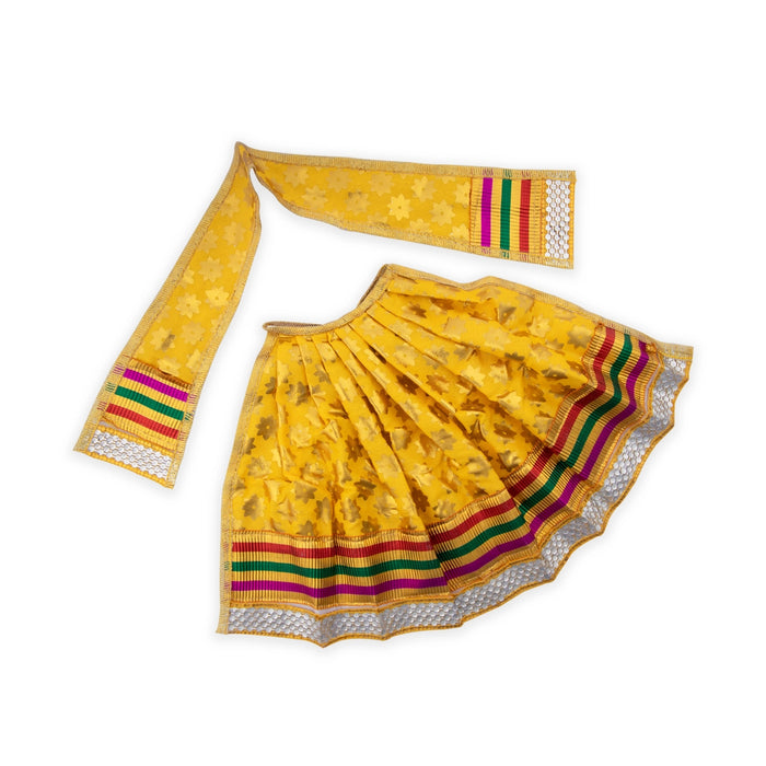 Devi Vastra - 8 Inches | Satin with Jari Border Lehenga Patka/ Mata Dress for Deity/ Assorted Colour