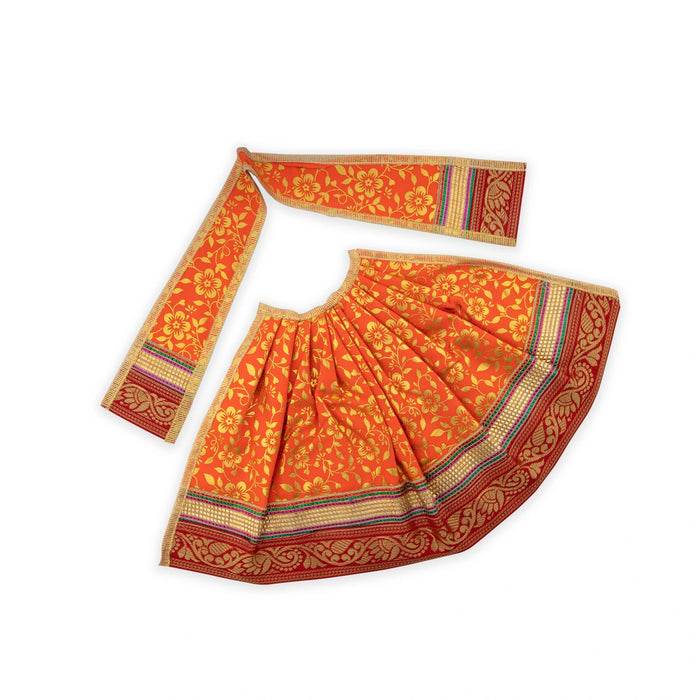 Devi Vastra - 8 Inches | Satin with Jari Border Lehenga Patka/ Mata Dress for Deity/ Assorted Colour