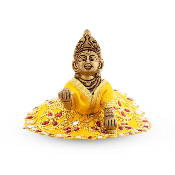 Krishna Dress - 5.5 Inches | Stone & Embroidery Design Krishna Costume/ Kanha Ji Dress for Deity