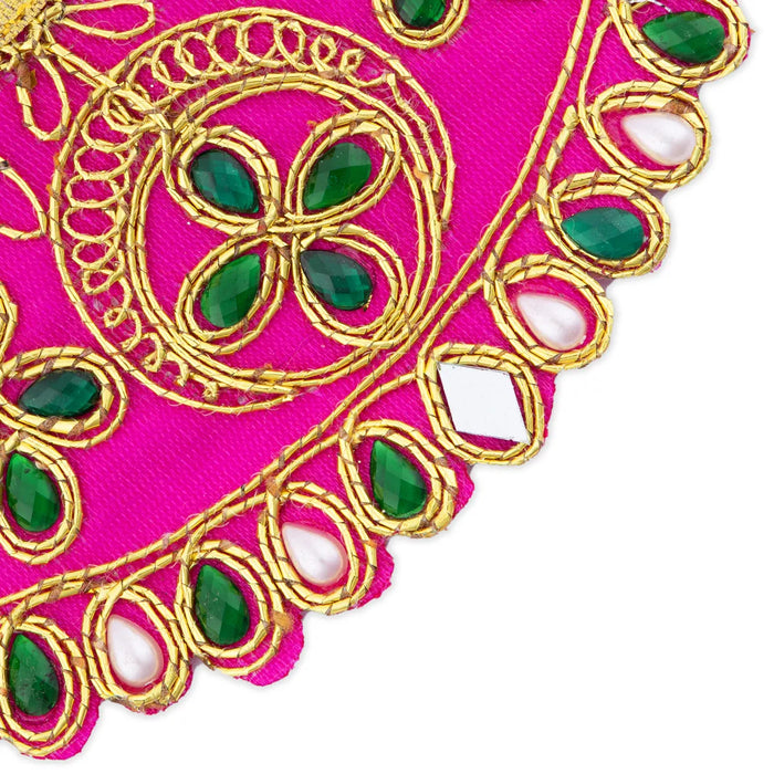 Devi Dress - 2.5 x 5 Inches | Embroidery Amman Pavadai/ Stone Design Mata Rani Poshak for Deity