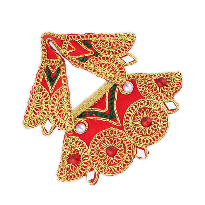 Devi Dress - 2.5 x 5 Inches | Embroidery Amman Pavadai/ Stone Design Mata Rani Poshak for Deity