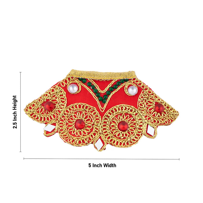 Devi Dress - 2.5 x 5 Inches | Embroidery Amman Pavadai/ Stone Design Mata Rani Poshak for Deity
