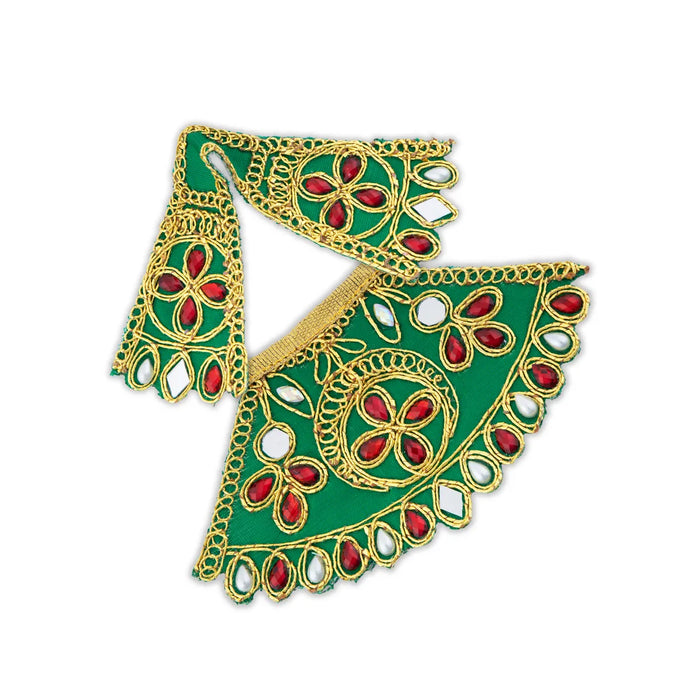 Devi Dress - 2.5 x 5 Inches | Embroidery Amman Pavadai/ Stone Design Mata Rani Poshak for Deity