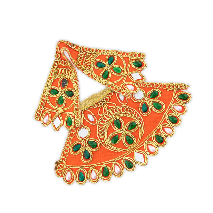 Devi Dress - 2.5 x 5 Inches | Embroidery Amman Pavadai/ Stone Design Mata Rani Poshak for Deity