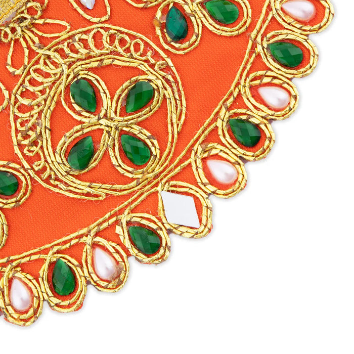 Devi Dress - 2.5 x 5 Inches | Embroidery Amman Pavadai/ Stone Design Mata Rani Poshak for Deity