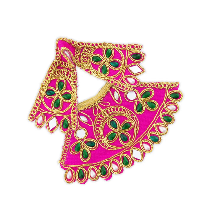 Devi Dress - 2.5 x 5 Inches | Embroidery Amman Pavadai/ Stone Design Mata Rani Poshak for Deity