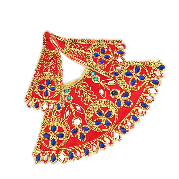 Devi Dress - 3.5 x 7 Inches | Stone & Embroidery Design Mata Rani Poshak/ Amman Pavadai/ Mata Dress for Deity