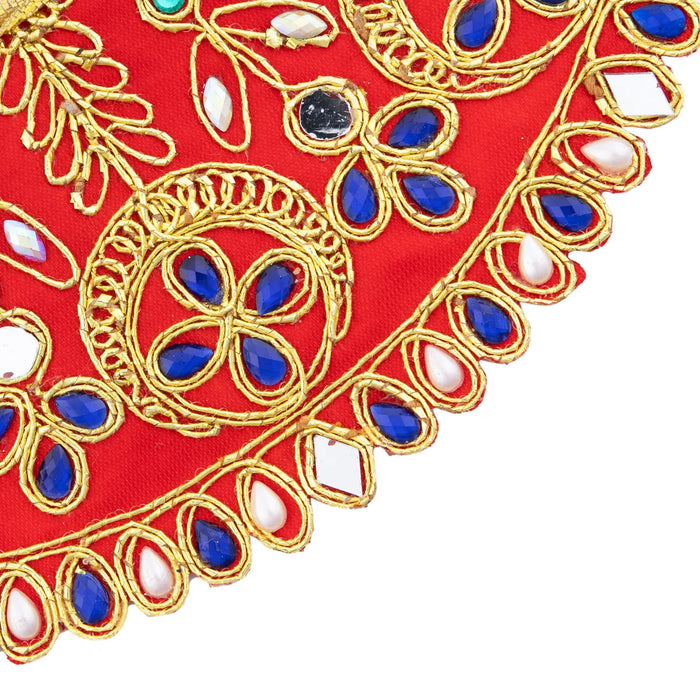 Devi Dress - 3.5 x 7 Inches | Stone & Embroidery Design Mata Rani Poshak/ Amman Pavadai/ Mata Dress for Deity