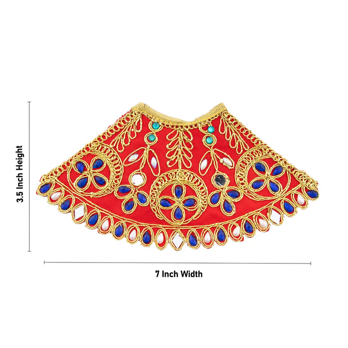 Devi Dress - 3.5 x 7 Inches | Stone & Embroidery Design Mata Rani Poshak/ Amman Pavadai/ Mata Dress for Deity