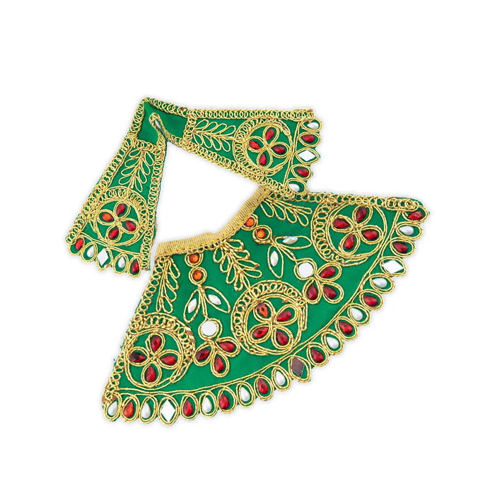 Devi Dress - 3.5 x 7 Inches | Stone & Embroidery Design Mata Rani Poshak/ Amman Pavadai/ Mata Dress for Deity