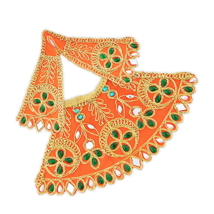 Devi Dress - 3.5 x 7 Inches | Stone & Embroidery Design Mata Rani Poshak/ Amman Pavadai/ Mata Dress for Deity