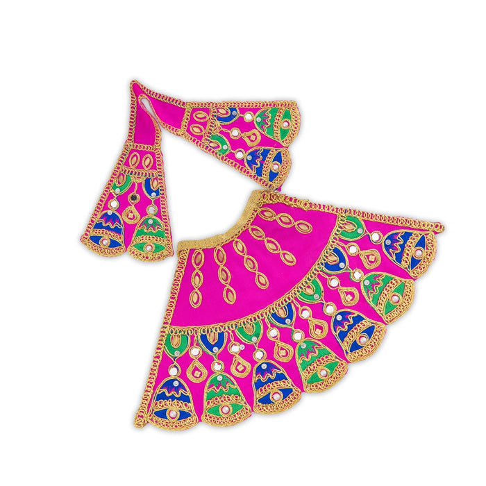 Amman Pavadai - 5 X 10 Inches | Satin Mata Rani Poshak/ Jari Border Devi Dress for Deity Decor