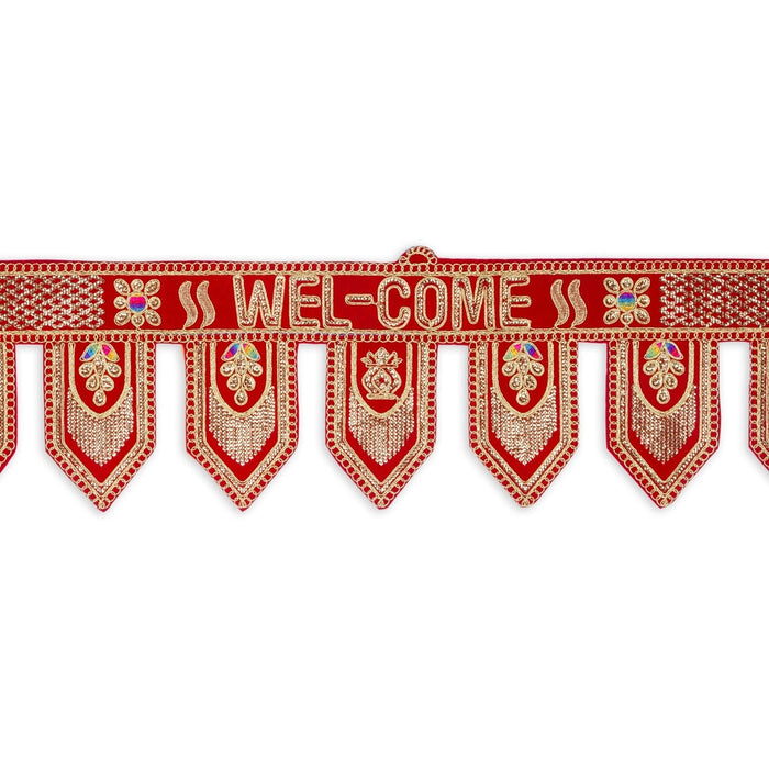 Velvet Toran - 39 Inches | Welcome Design Thoran/ Bandanwar For Auspicious Entrance Decor