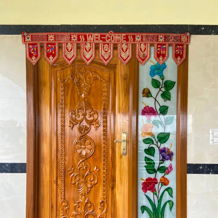 Velvet Toran - 39 Inches | Welcome Design Thoran/ Bandanwar For Auspicious Entrance Decor