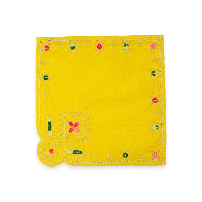 Pooja Aasan - 10 x 10 Inches | Velvet Pooja Mat/ Embroidery Aasan for Deity