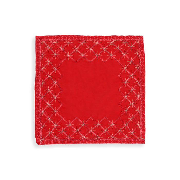 Pooja Aasan - 8 x 8 Inches | Velvet Pooja Mat/ Embroidery Aasan for Deity