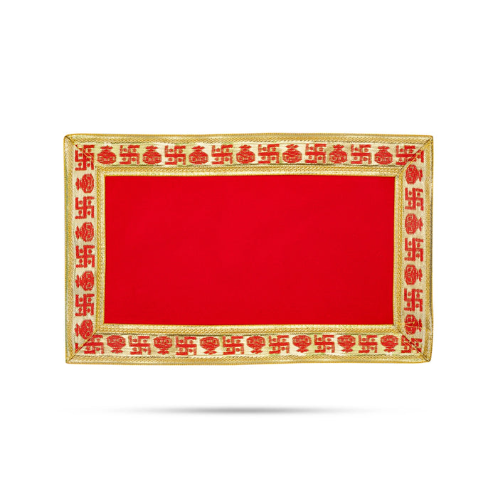 Pooja Aasan - 7 x 12 Inches | Velvet With Embossed Jari Design Chowki Cloth/ Deity Mat