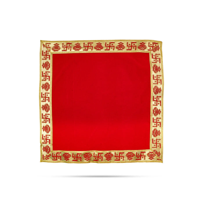 Aasan Mat - 12 x 12 Inches | Plain Embossed Pooja Mat/ Velvet Mat for Deity Seating