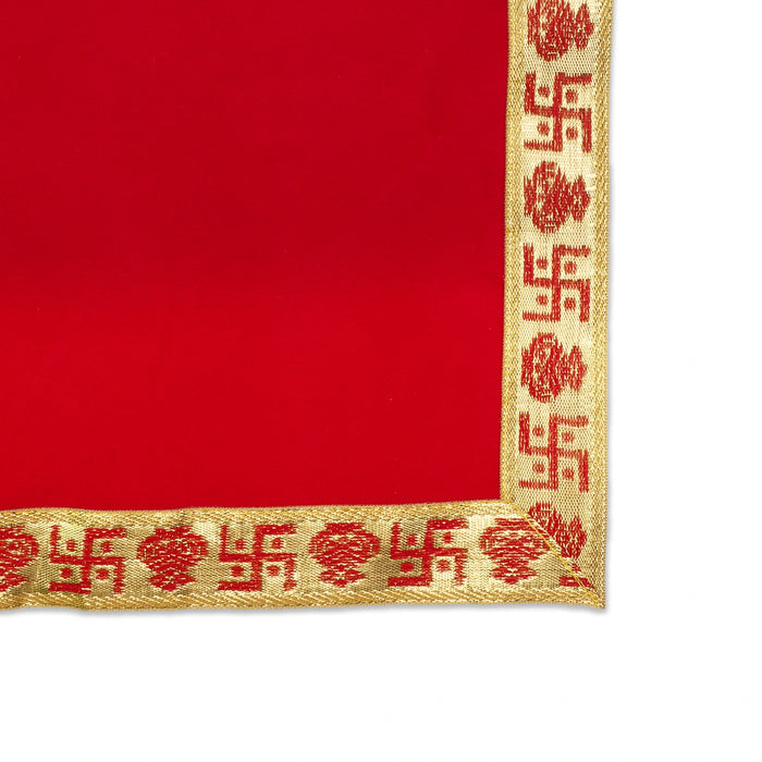Aasan Mat - 12 x 12 Inches | Plain Embossed Pooja Mat/ Velvet Mat for Deity Seating