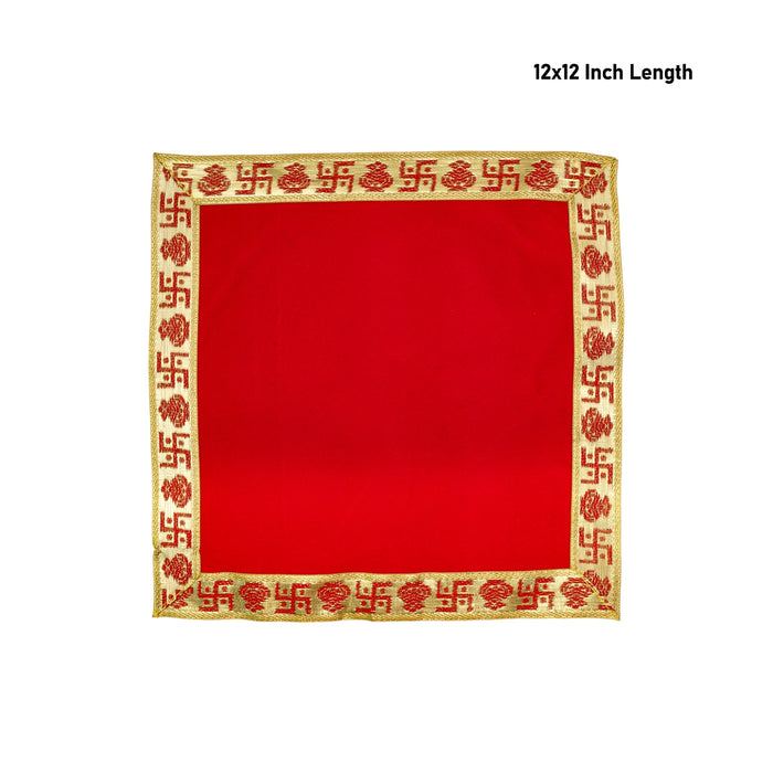 Aasan Mat - 12 x 12 Inches | Plain Embossed Pooja Mat/ Velvet Mat for Deity Seating