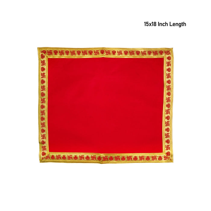 Aasan Mat - 15 x 18 Inches | Plain Embossed Pooja Aasan Mat/ Velvet Mat for Deity Seating