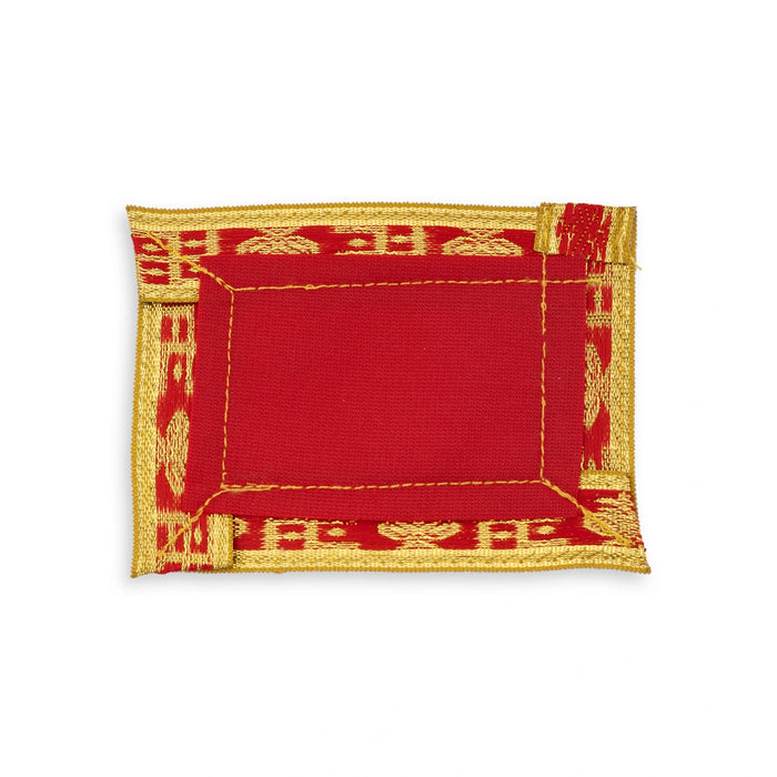 Pooja Aasan - 4 x 3 Inches | Velvet With Embossed Jari Design Mat/ Chowki Cloth for Deity