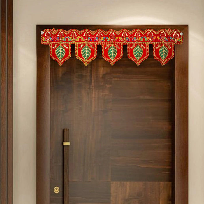 Velvet Toran - 18 Inches | Decorative Handmade Bandanwar/ Leaf Design Thoran for Home