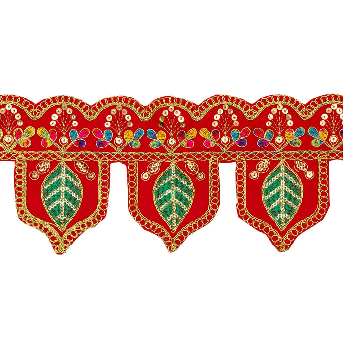 Velvet Toran - 18 Inches | Decorative Handmade Bandanwar/ Leaf Design Thoran for Home