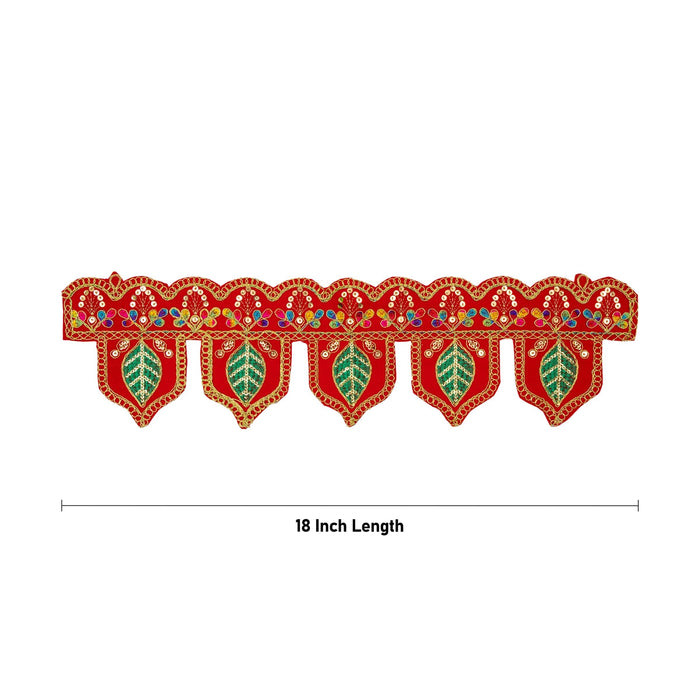 Velvet Toran - 18 Inches | Decorative Handmade Bandanwar/ Leaf Design Thoran for Home