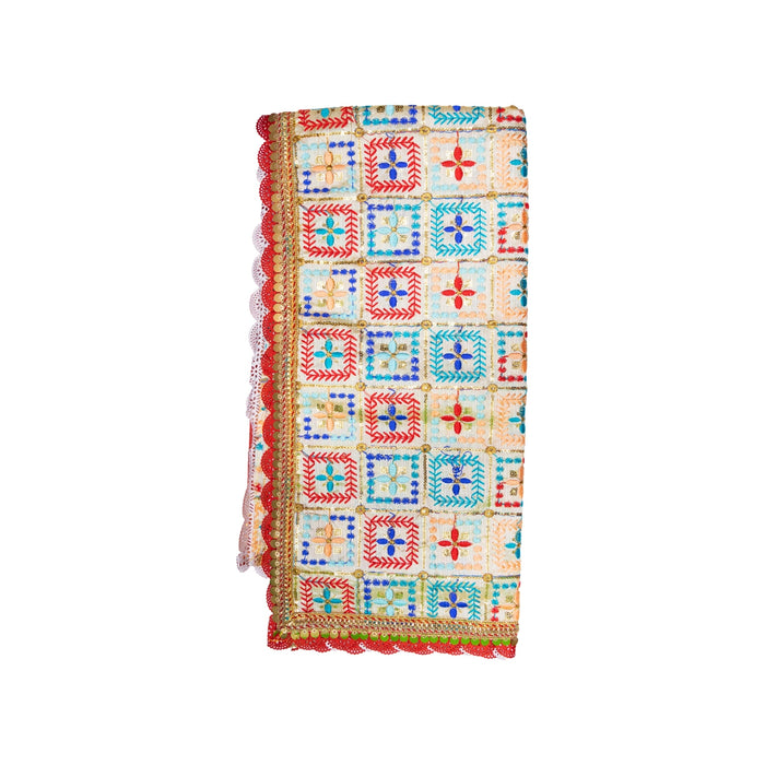 Chunri Vastram - 1 Mtr | Embroidery Mata Rani Chunri/ Chunari Dupatta for Deity