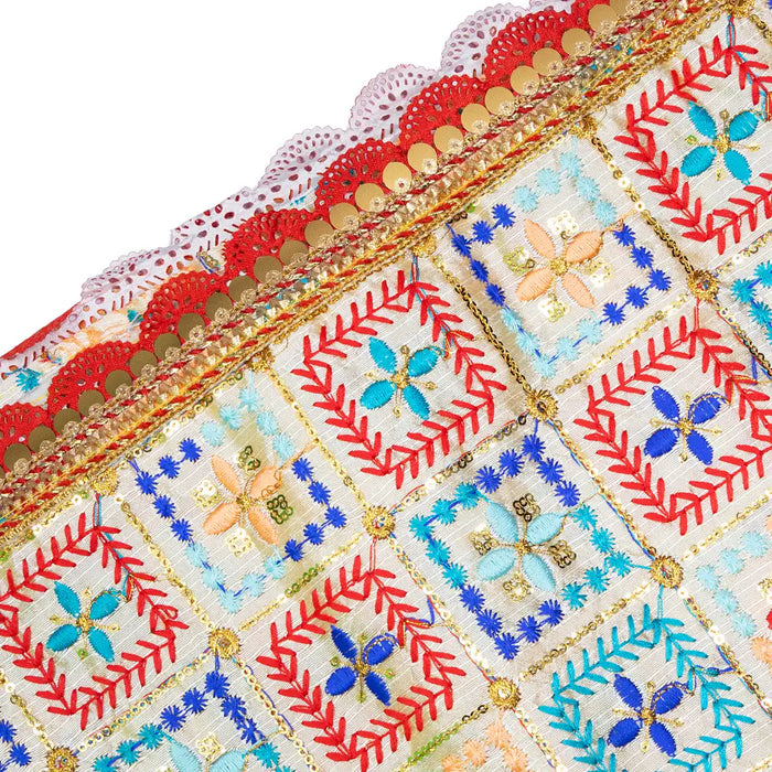 Chunri Vastram - 1 Mtr | Embroidery Mata Rani Chunri/ Chunari Dupatta for Deity