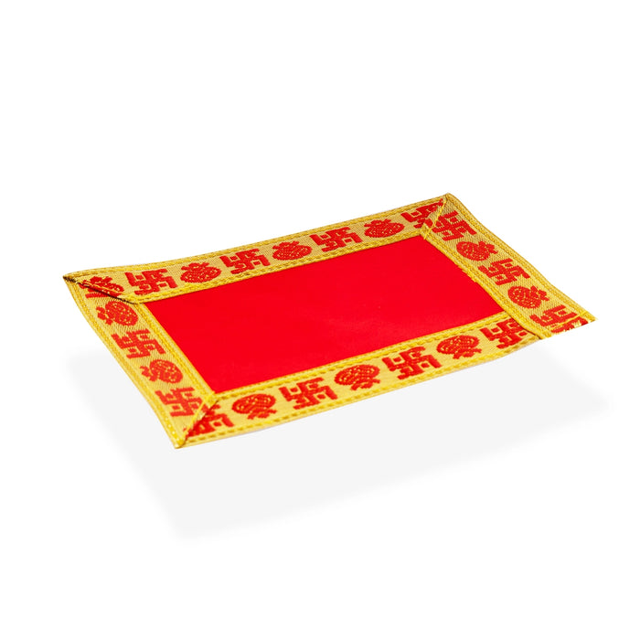 Pooja Aasan - 4 x 6 Inches | Velvet With Embossed Jari Design Chowki Cloth/ Pooja Mat for Deity