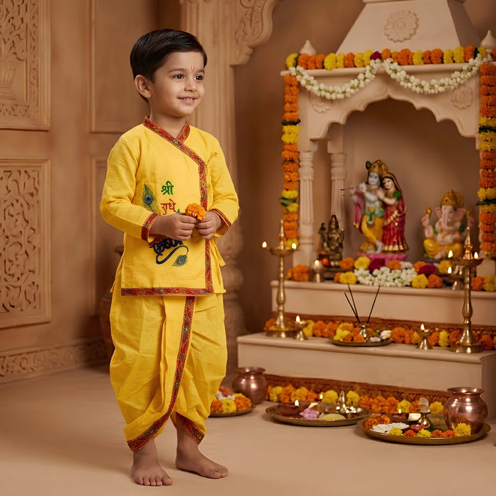 Bal Krishna Vastra Set - Size 20 | Embroidery Design Bal Kanha Dress/ Bal Krishna Costume for Kids